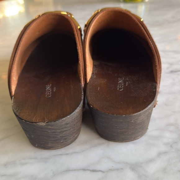 Celine Les Bois Tan Leather & Wood Clogs size 38 - Picture 8 of 9